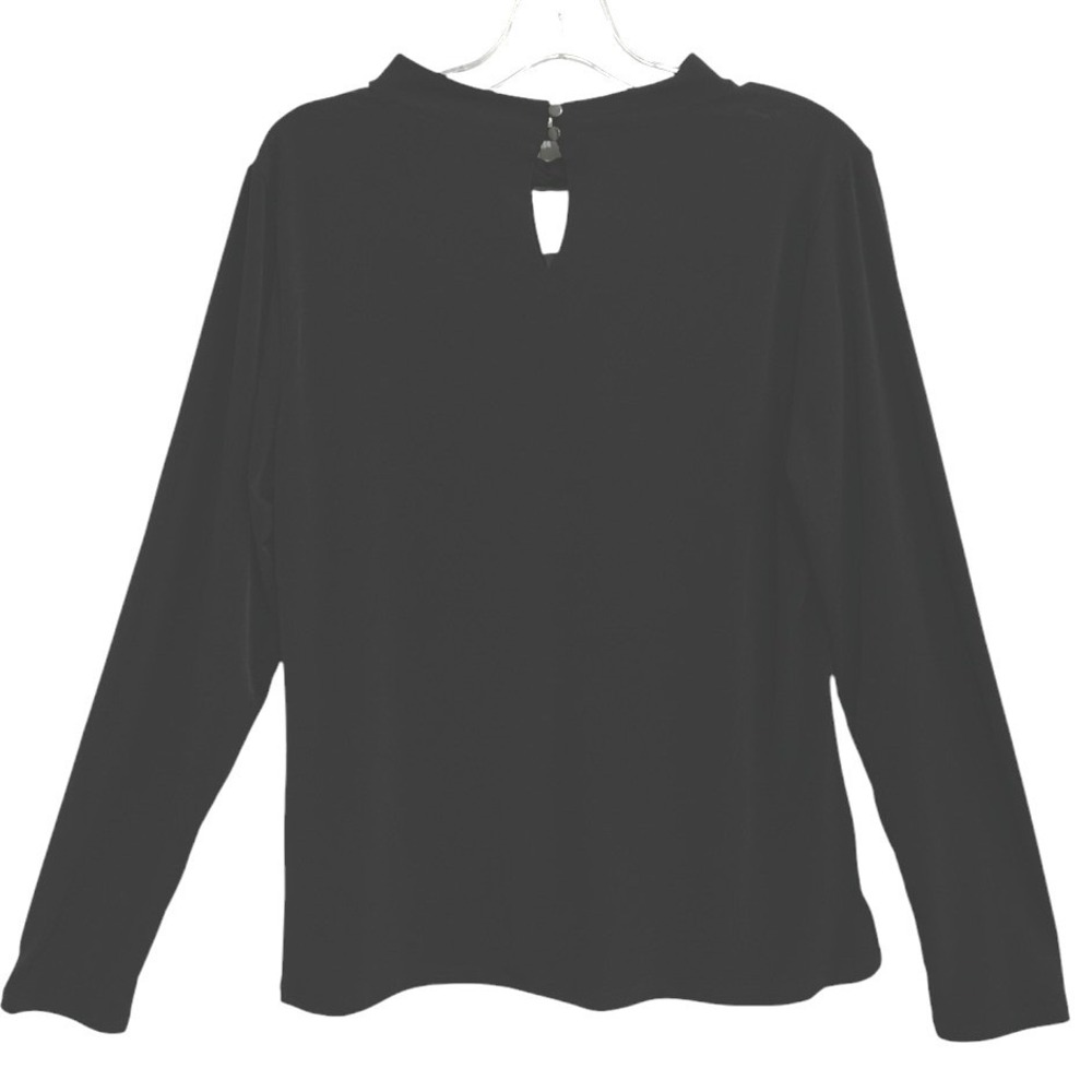 Calvin Klein Blouse Women Black Twisted Mock Neck Long Sleeve Capsule Wardrobe L - Picture 2 of 8